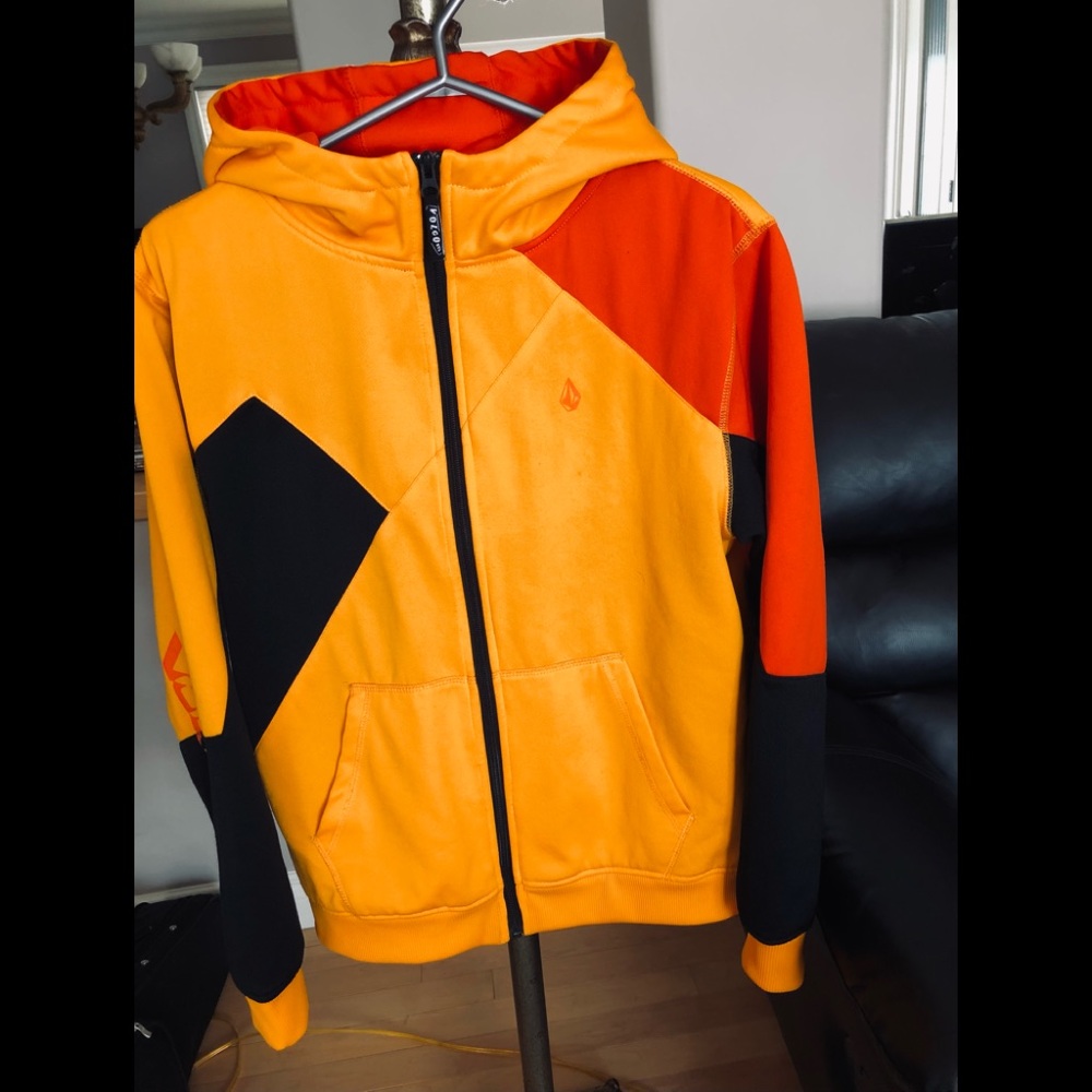 Volcom Women’s XL, Warm Lining,  Colorful Statement Zip Up Hoodie, GUC